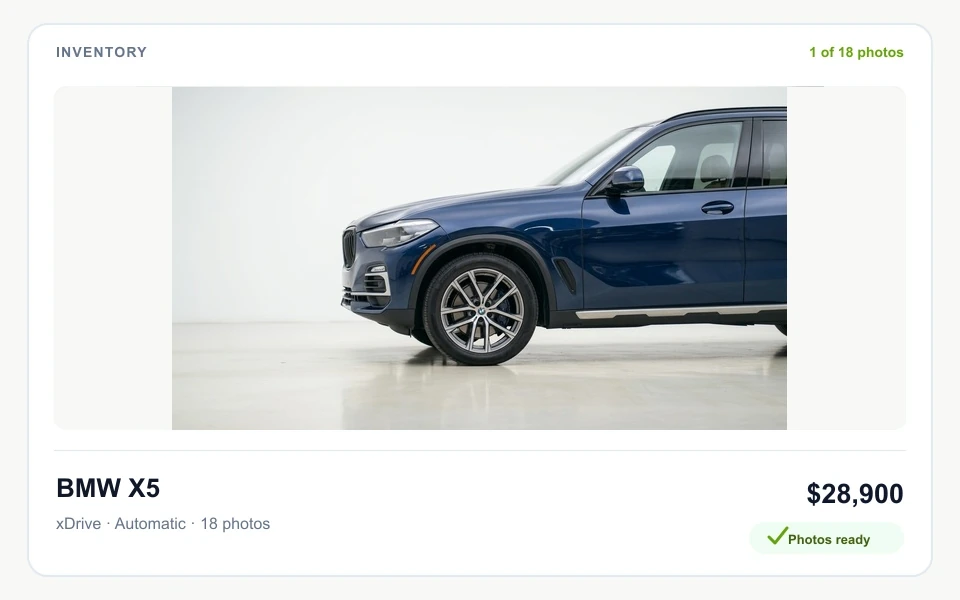 BMW X5 listing preview using a polished CarPixAI studio image